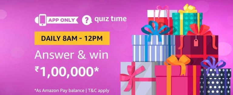 Amazon Quiz Time Answer & win 100000