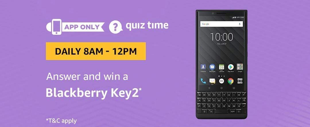 Amazon Blackberry Key2 Quiz Answer 02 September