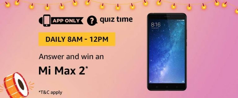 Amazon Mi Max 2 Quiz Answer 30 September