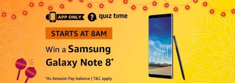 Amazon Samsung Galaxy Note 8 Quiz Answer 22 October