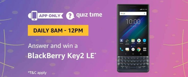 Amazon Blackberry Key2 LE Quiz Answer 13 January
