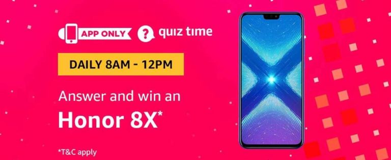 Amazon Honor 8X Quiz Answer 26 December