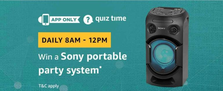 Amazon Sony Portable Party System Quiz Answer 5 March