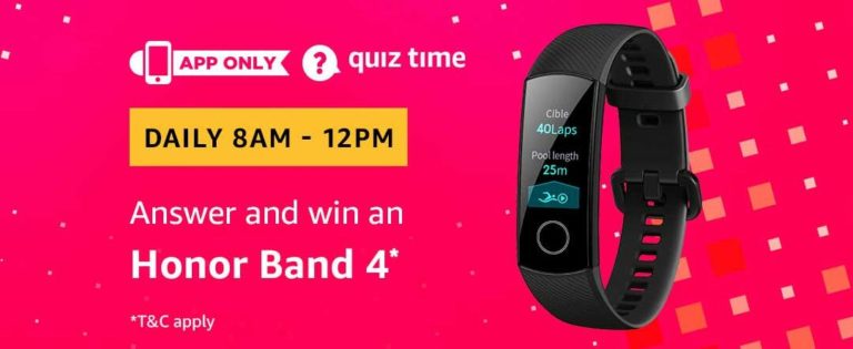 Amazon Honor Band 4 Quiz Answer 19 March