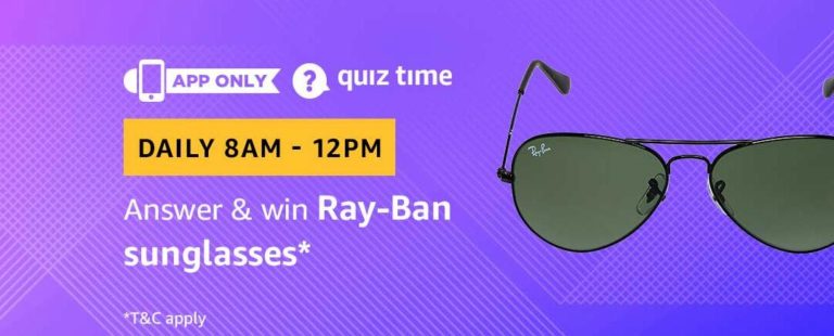 Amazon Ray Ban Sunglasses Quiz Answer 9 March